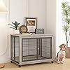 Ichbingowoodendogcratefurniture385dogkennelwith3doorsflipuptopopeningandwheelsdecorativepetcratedoghouseforlargemediumsmalldogindooruserusticgrey  Urban Country Home Decor Ichbingo wooden dog crate furniture 385 dog kennel with 3 doors flip up top opening and wheels decorative pet crate dog house for largemediumsmall dog indoor use rustic grey  urban country home decor