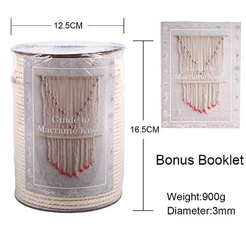 Xkdous Macrame Cord 3Mm X 220Yards, Natural Cotton Macrame Rope, Cotton Cord For Wall Hanging, Plant Hangers, Crafts, Knitting, Decorative Projects, Soft Undyed Cotton Rope #TOP6