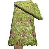 African Guipure Cord Lace Fabric Nigerian Water Soluble Lace for Women Wedding Party Dresses Sew,Lace Fabric for Dressmaking Embroidery Clothes Sewing Handicraft (5 Yards) (Grass Green)