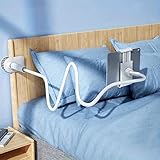 1 soporte para tablet y smartphone, base en espiral giratoria de 360 grados, brazo flexible para ver las manos libres, escritorio, viajes, color blanco