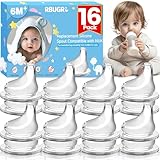 RBUGR 16 Pack Replacement Silicone Spout Compatible with NUK Active and Learner Cups, 100% Silicone Sippy Nipples for 6m+, Sippy Cup Nipple for NUK Learner Cup