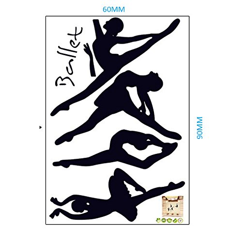 Vaga Gracious Adhesive Rooms Walls Vinyl Diy Stickers/Murals/Decals/Tattoos With Black Ballet Girls Dancers/Ballerinas Dance Figures Designs #TOP2