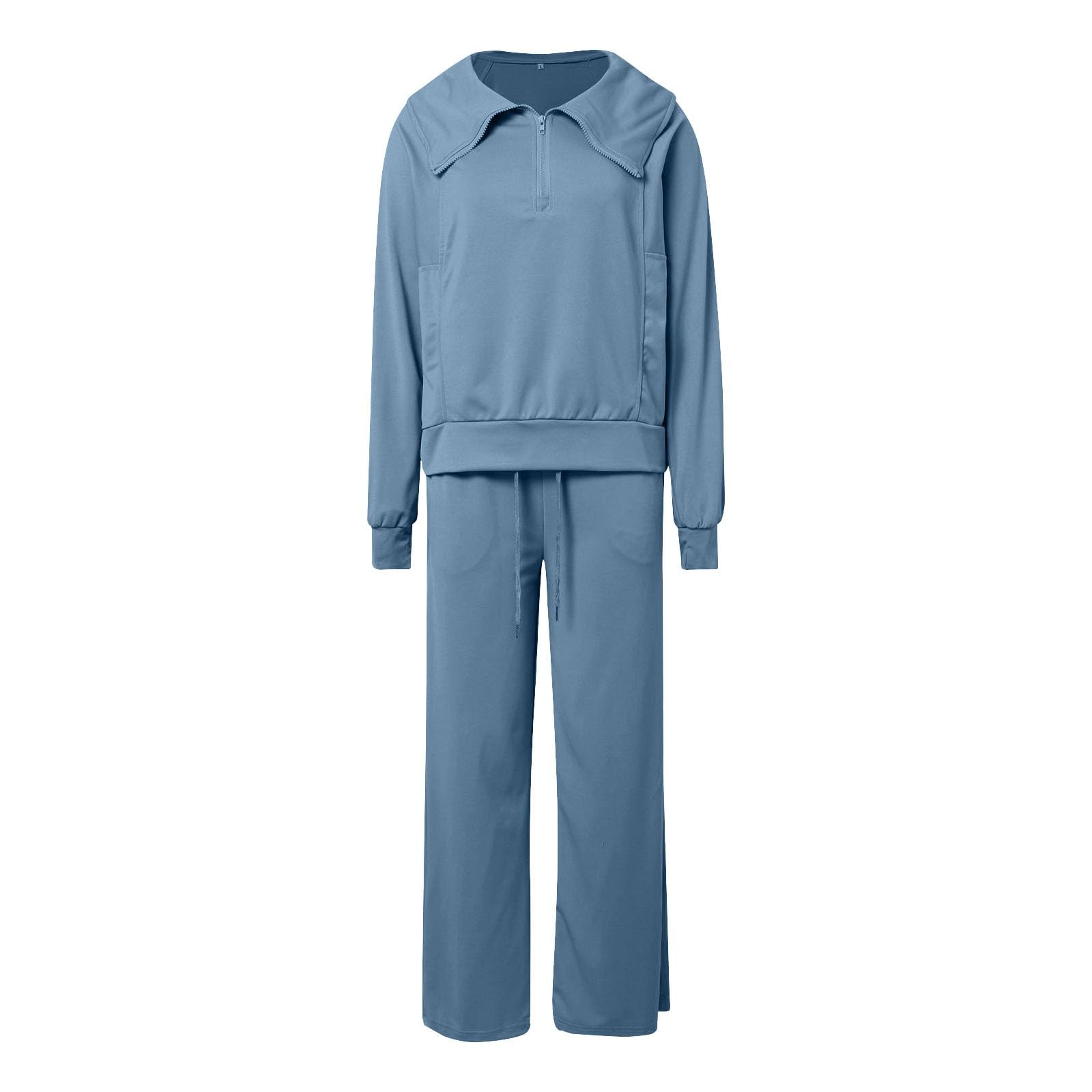 Ensemble Femme Ete 2 Pièces Ensemble de survêtement Femme décontracté pour Automne et Hiver avec Sweat à Demi-Zip et Pantalon Large pour Tenue Quotidienne Confortable