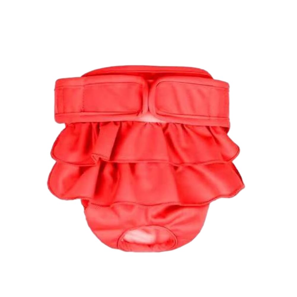 Treer Dog Nappies Female, Soft Absorbent Pet Diapers Breathable Comfortable Puppy Sanitary Pants S-XXL Durable Washable Period Pants for Pet Incontinence/Long Travels (M,red)