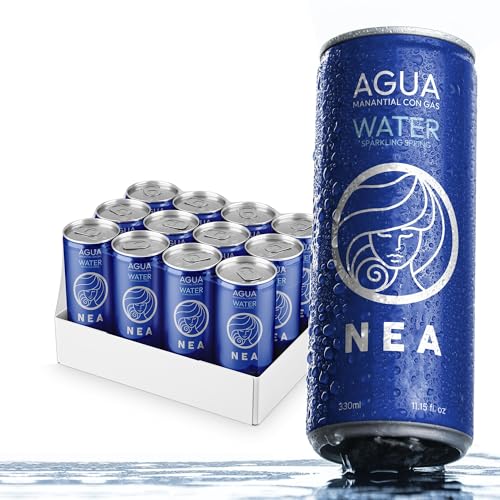 Agua con gas en lata NEA. Agua Mineral con gas - Pack 12 unidades x 33cl. Agua con gas en pack de 12 latas de 33cl. Agua mineral con gas en lata. Agua mineral con gas pack 12.