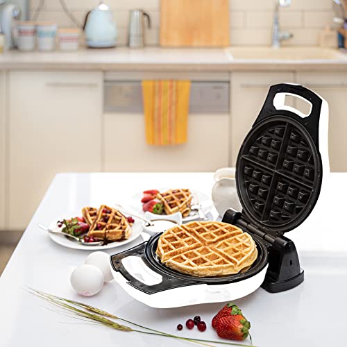 Image of Moss & Stone Belgian Waffle Maker - Rotating Flip Design, 8-Inch | Electric Waffle Iron Non-Stick Grids for Easy Release & Clean, Adjustable Temperature, Compact Upright Storage, White