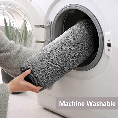 HOKIPO-40x60cm-Soft-Fluffy-Microfiber-Bathroom-Door-Mats-Water-Absorbing-Bath-Mat-Dark-Grey-AR3790-DGRY HOKIPO 40x60cm Soft & Fluffy Microfiber Bathroom Door Mats, Water Absorbing Bath Mat, Dark Grey (AR3790-DGRY)