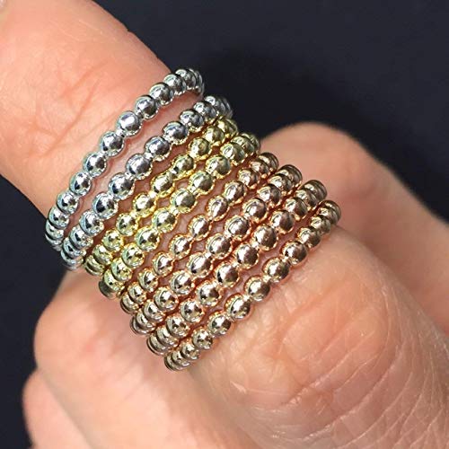 14K Gold Bead Band, Minimal Textured Ring, Stackable Gold Ring, Dainty, Handmade, Yellow Gold, Rose Gold, White Gold, Zoe Lev Jewelry #TOP3