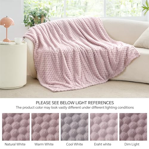 Image of BEDELITE Lotus Pink Twin Blanket for Couch, Soft Cozy Gift for Women, 60*80 | 3D Jacquard Decorative Fleece Blanket, Super Soft Plush Throws, Cute Birthday Gift for Women & Men, Suitable for All Seasons