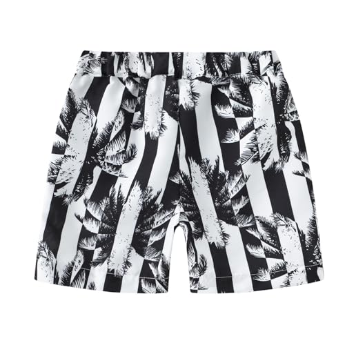 Boys Summer 𝐇awaiian Beach Shorts Causal Active Athletic Shorts Tropical Print Elastic Waist Jogger Short Pants2