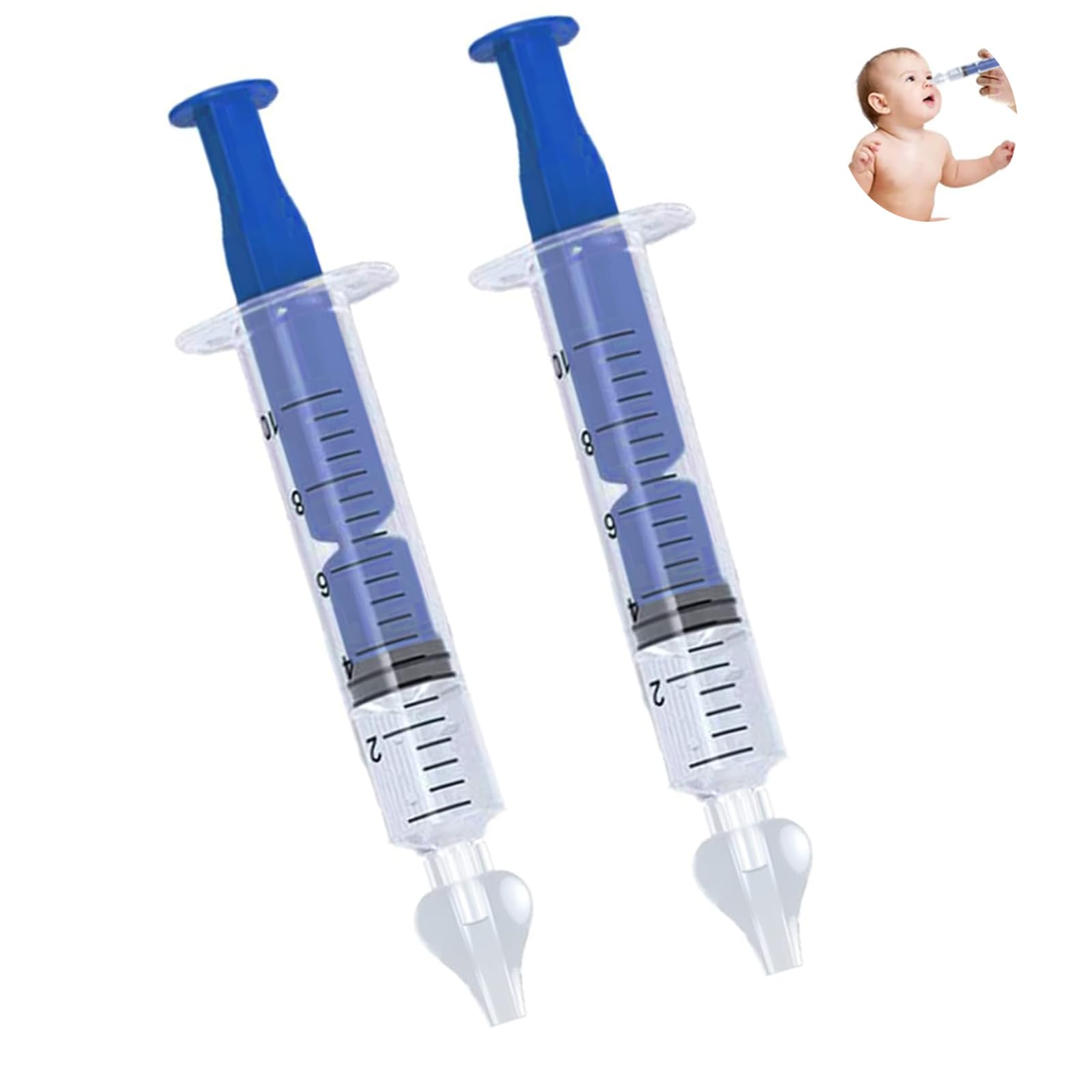 Baby Nasal Aspirator (2 Pcs), Safe Nose Cleaner, Portable Nose Cleaner for Babies, Reusable Silicone Nasal Aspirator, for Babies and Newborns, Blue