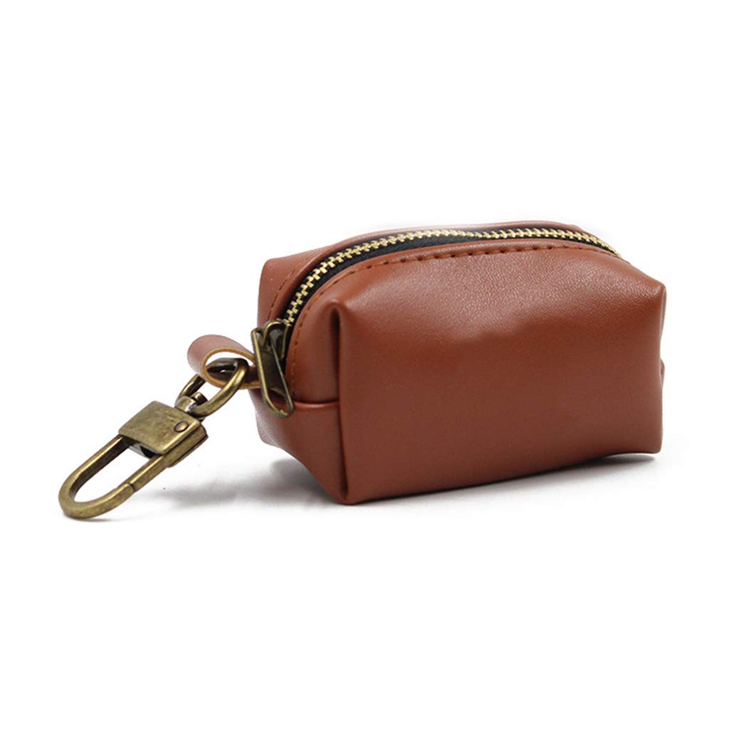 XAGMODSHN Travel Outdoor Protable Dog Poop Bag Dispenser PU Leather Pet for Pick Up Poop Bag Holder Waste Bags