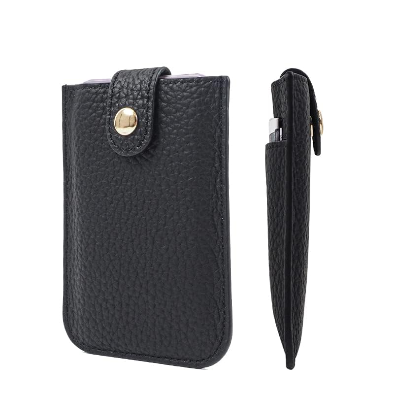 Minimalist Wallet for Men Real Leather Pop up Wallet Front Pocket Wallet Card Holder Men and Card Holder Women RFID Blocking Card Holder Mens Wallet Womens Wallet Slim Wallets Black (Black)3