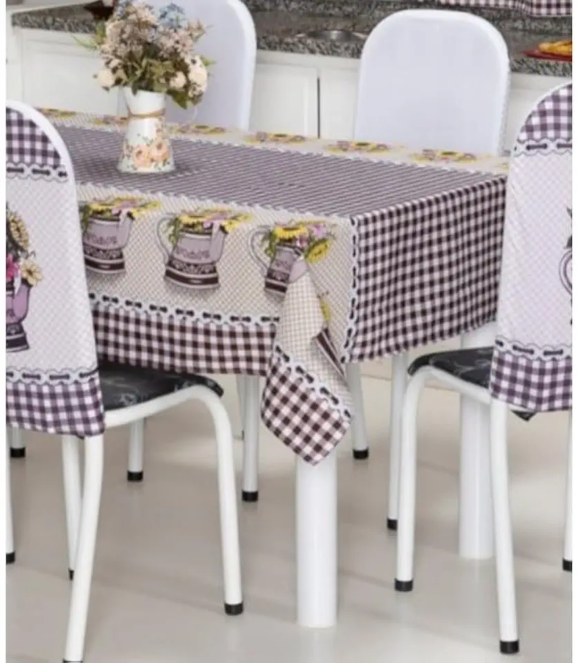 Toalha de Mesa Oxford Premium Estampada 100% Poliéster Retangular Vários Tamanhos (4, 6, 8, 10 e 12 Lugares) (Est Girassol, 4 Lugares)