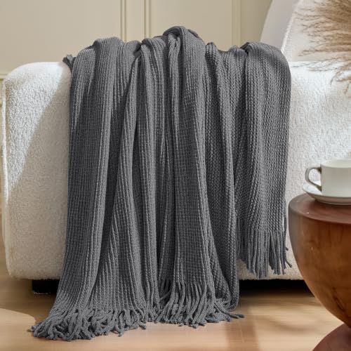 Chenille Grey Throw Blanket for Couch Bed,Soft Blanket 50"x60"