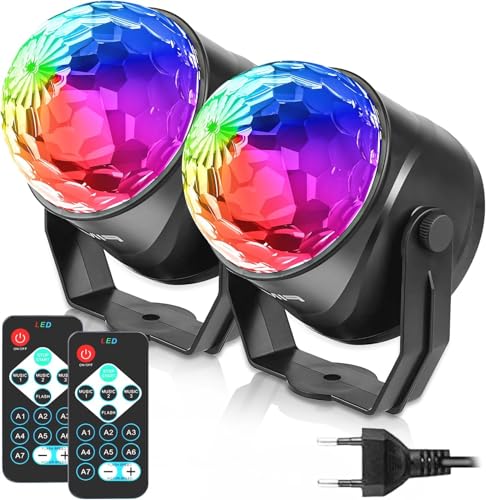 FIMEI Boule Disco 2 Pack, Lumière Soirée Lampe de Scène Éclairage de Discothèque Projecteur Effet Spot Stade Télécommande pour Fête, Soirée, Bar, Anniversaire,...