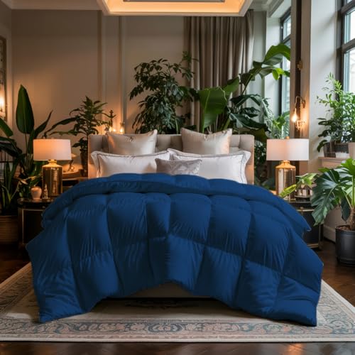 Image of Earthlycozy 500 GSM Premium Comforter - All-Season Down-Alternative, Lightweight, Breathable, Hypoallergenic and Machine Washable (Blue, Single)