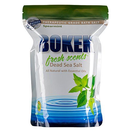 SaltWorks Bokek Fresh Scents Dead Sea Bath Salt, Spearmint, 2.2 Pound Bag