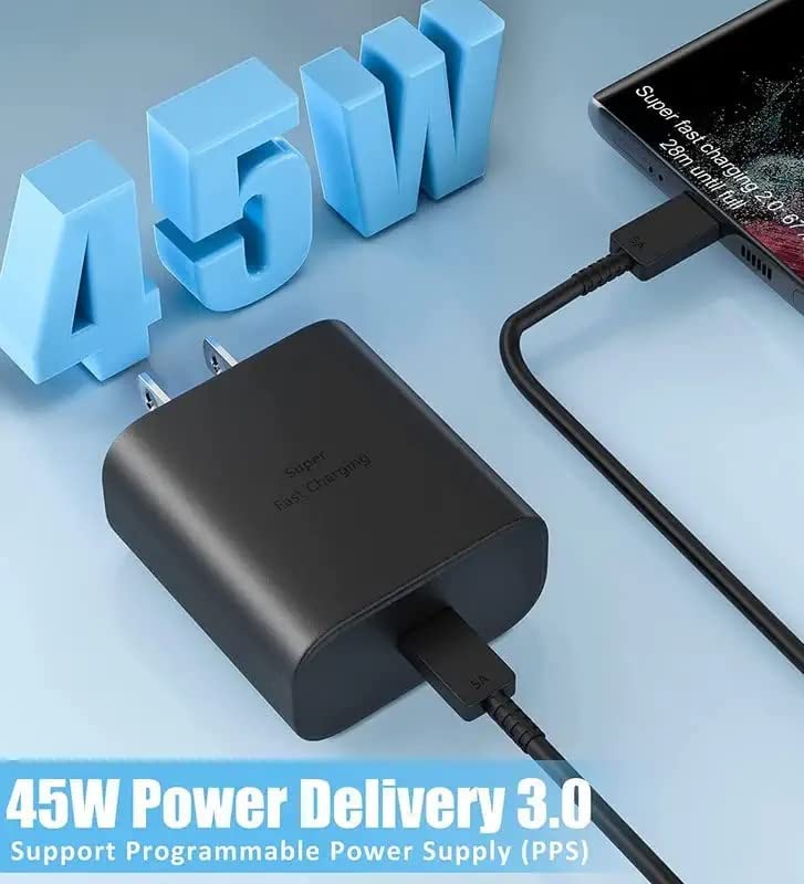Image of Original 45W Super Fast Power Travel Adapter with Type C to C Cable Compatible with Samsung Galaxy S23 Ultra,S23 Plus,S23,S22 Ultra,S22 Plus,S22,S20FE,S21FE,A72,A52,A32,F23,F62,M51