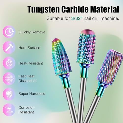 Depvko 13PCS Nagelfräser Aufsätze Bits Set, 3/32\ Professionelle Bits für Nagelfräser Nail Tech, Hartmetall Diamant Keramik Efile Nagel Bits mit Bürste, Nagelhautentferner Bits für Acryl Gel Maniküre