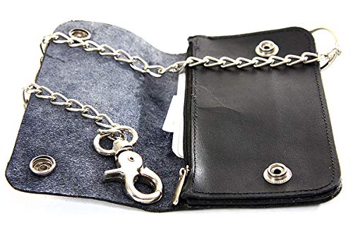 Men's Genuine Leather Biker With Chain Wallet 6.25x3.5 inches2