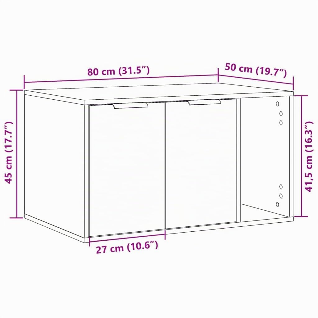 vidaXL Katzenklo Betongrau 80x50x45 cm Holzwerkstoff