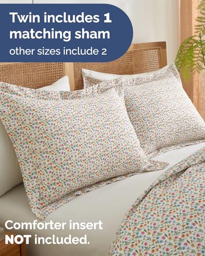 Image of Duvet Cover Twin /TXL Size Set - Extra Soft Floral Duvet Cover 68 x 90 with 1 Pillow Sham - Comfy, Breathable Floral Bedding Set - Hotel Luxury & Fade Free with Zipper Closures & Ties - Spring Garden