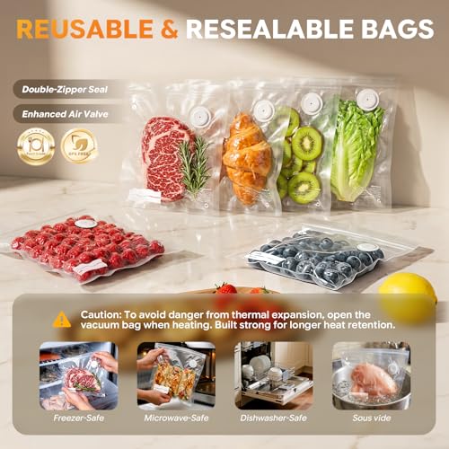 Image of Reusable Vacuum Sealer Bags for Food, 30 BPA-Free Large (12 x 13 in) Bags