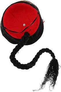 メンズ古代中国のドラゴンロングポニー皇帝帽子チャイナマン清唐帽子 - 多色, 56cm