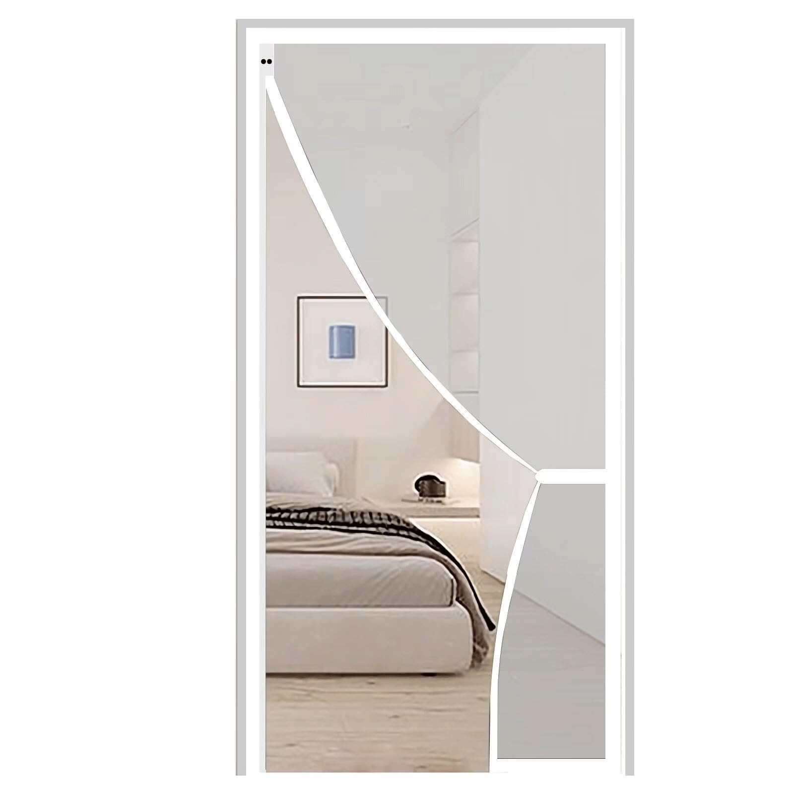 Upgraded Magnetic Screen Door, Fiberglass Mesh, Can Be Flipped Left And Right To Open, Durable Fiberglass Mesh Curtain, Used For Sliding Glass/terrace/French/rear Door Mesh Curtains(Color:White,Size:9