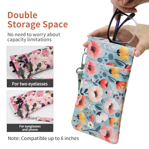 Image of Double Eyeglass Case Soft Dual Glasses Case for Women Men Travel Squeeze Top Sunglasses Cases Eyeglasses Pouch