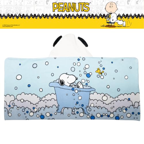 Image of Peanuts Snoopy Bubble Bath Kids Super Soft Bath /Pool /Beach Soft Cotton Terry Hooded Towel Wrap, 24 in x 50 in, (Officially Licensed Product) by Franco