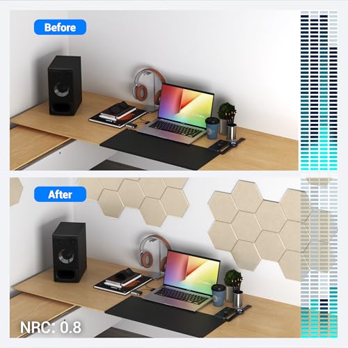 Image of Acoustic Panels, Magrowill 12-Pack Soundproof Wall Panels 14 X 12 X 0.4 Inches, Sound Absorbing Panels with Full Self-Adhesive, Interior Wall Decor Felt Tiles Board