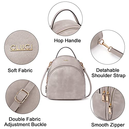 Image of CLUCI Small Backpack Purse for Women Mini Cute Backpack Leather Convertible Fashion Travel Girls Shoulder Bag, Grey