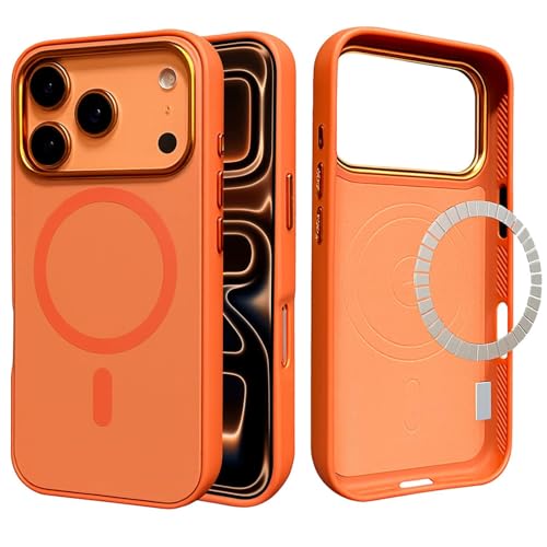 Image of Elzzi Magnetic for iPhone 17 Pro Case (2025)(Compatible with MagSafe)(Military Grade Drop Protection) Matte Shockproof with Anti-Fingerprint Phone Cover, 6.3''|Cosmic Orange