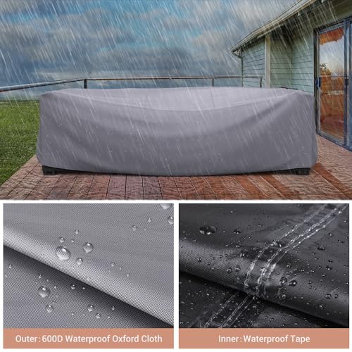Image of Mrrihand Outdoor Patio Furniture Covers Waterproof 138 inchLx86 inchWx28 inchH Grey