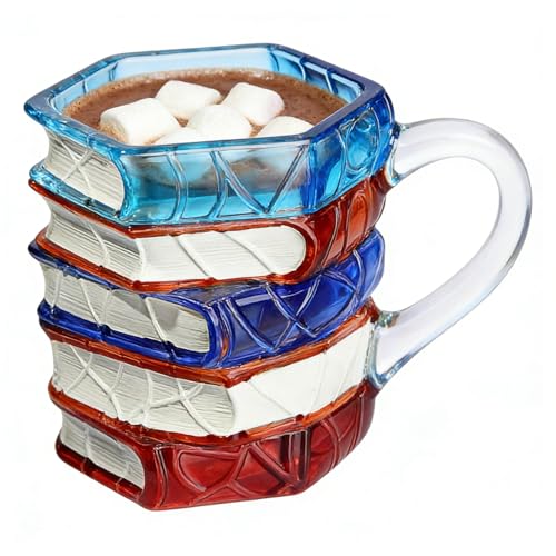 Uhngw a forma di libro, decorazione 3D in vetro colorato, per gli amanti dei libri, per donne e uomini, casa, ufficio, cucina, bar, Natale, compleanno