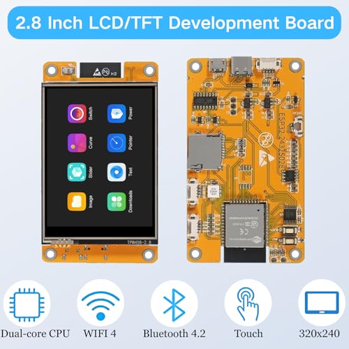 2pcs 2.8" CYD ESP32, ESP32-2432S028R Development Board with Type-C WiFi Bluetooth ILI9341 Driver, 320x240 LCD ESP32 Display Touch Screen for Arduino IoT, Home Assistant Panel, Compatible with LVGL - Image 3