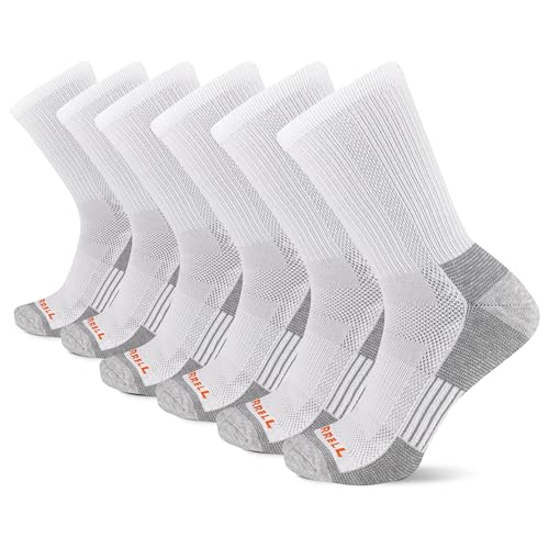 Image of Merrell Men's and Women's Recycled Cushioned Crew Socks-6 & 12 Pairs-Hiking Arch Support
