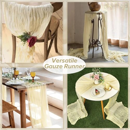 Cekene 1PC Cheesecloth Table Runner Beige 90x400cm Gauze Fabric Table Runner Long Rustic Sheer Tablecloth Runner Washable Table Cloth Decoration for Wedding Holiday Party Baby Bridal Shower Arch - Cosy Home Interiors Cekene 1PC Cheesecloth Table Runner Beige 90x400cm Gauze Fabric Table Runner Long Rustic Sheer Tablecloth Runner Washable Table Cloth Decoration for Wedding Holiday Party Baby Bridal Shower Arch - Image 7