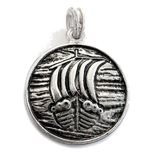 Pendentif Naglfar en argent massif 925 avec finition rhodiée étincelante