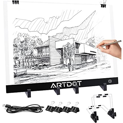 ARTDOT Leuchttisch A3, Leuchtplatte Einstellbarer Helligkeit, Led Light Pad mit Verstellbarem Stativ und USB, für Zeichnen, Skizzierung, Diamond Painting, Stickerei, Animation, Kinder und Erwachsene Cover