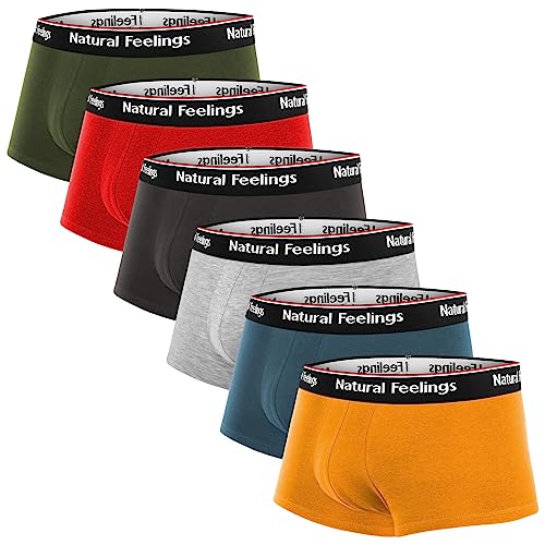 Natural Feelings 1.5' Mens Trunks Underwear Boxer Briefs Pouch Underwear for Men Boxer Trunks No Fly...