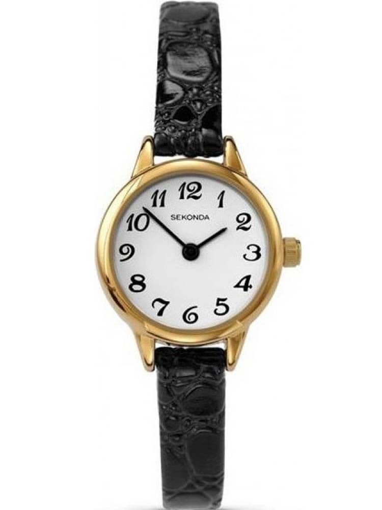 Sekonda Easy Reader Gold Plated Black Strap Watch 4473