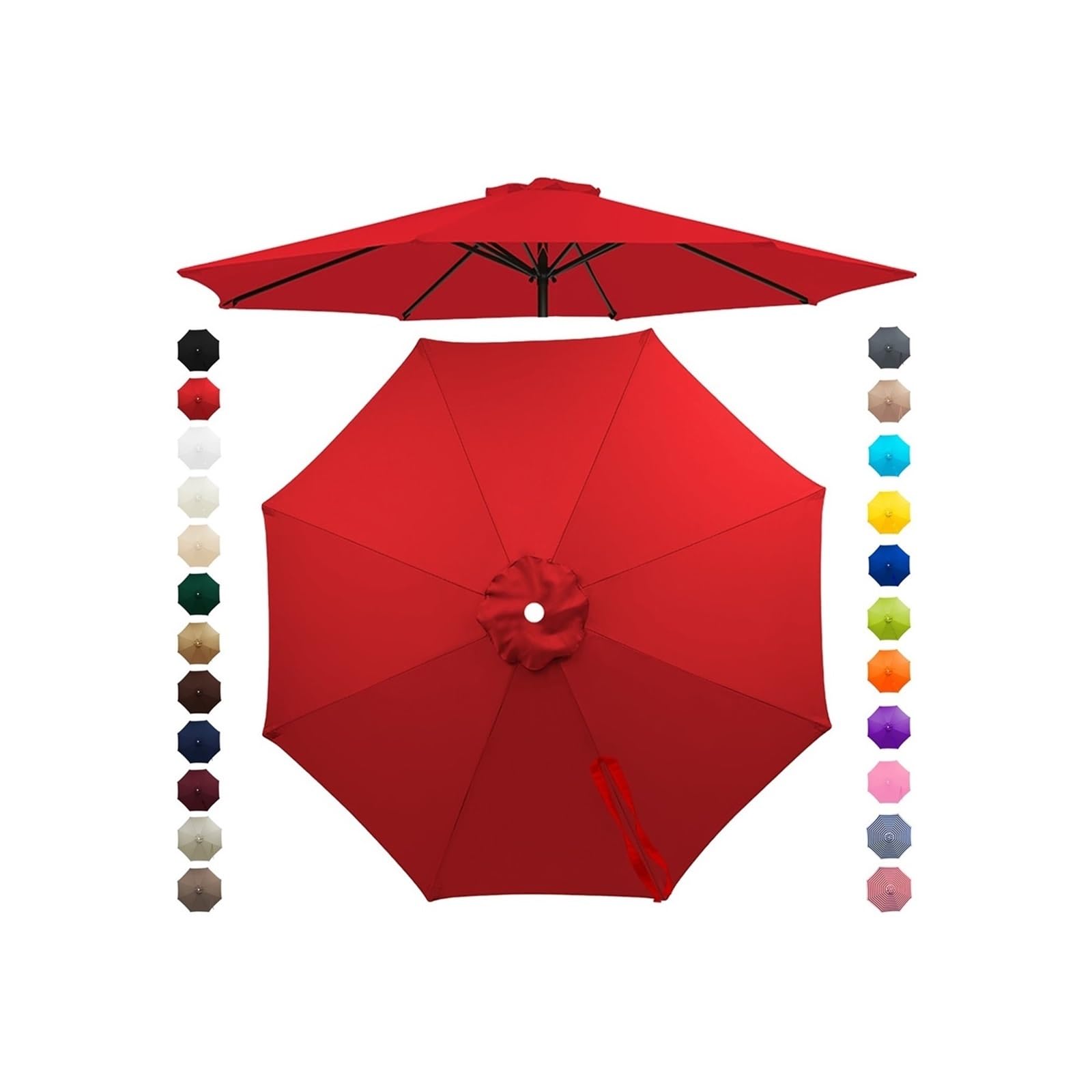 Chinimon Replacement Parasol Canopy 2m/2.5m/2.7m/3m/3.5m, 6/8 Arms Garden Parasol Cover for Yard Beach (Red, 2.5m/6-Ribs) — image 1
