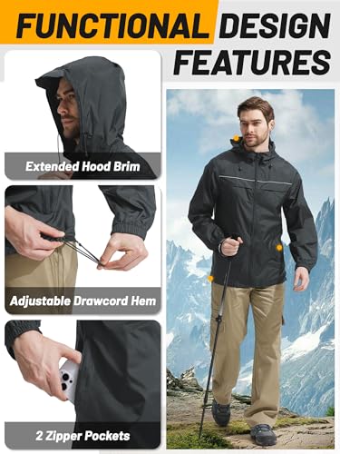 Image of SWISSWELL Mens Rain Jacket & Coats Packable Lightweight Waterproof Rain Shell Hooded for Golf Travel Hiking