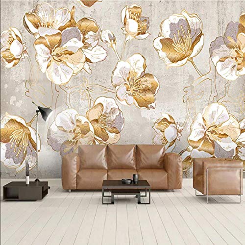 Europäischen Stil Handgemalte Blumen Foto 3D Goldene Retro Floral Wand Wohnzimmer Tv Sofa Wohnkultur-140X100Cm (56 * 40Inch)