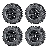 CNszlan Metal Beadlock Wheel Rims Tires Rubber for 124 RC Axial SCX24 AXI90081, AXI00001, AXI00002...