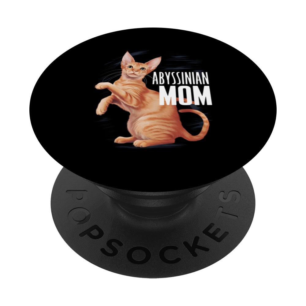 Abyssinian Mom PopSockets Swappable PopGrip, Black