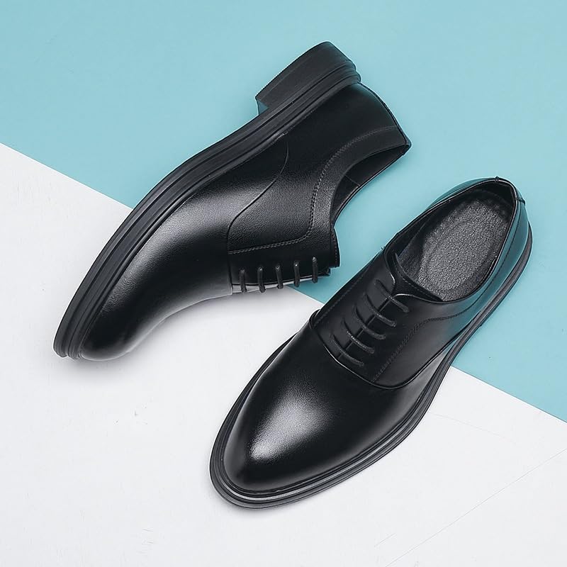 Men's Invisible Height Increasing Elevator Shoes Modern Men's Formal Business Oxford Shoes Classic Lace-up Formal Tuxedo Shoes Anti-Slip Low Top Non Slip Prom4